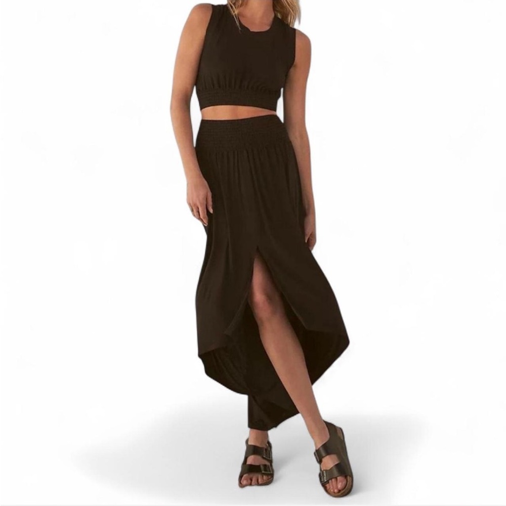 Free People Morningside Set Crop Top + Maxi Skirt